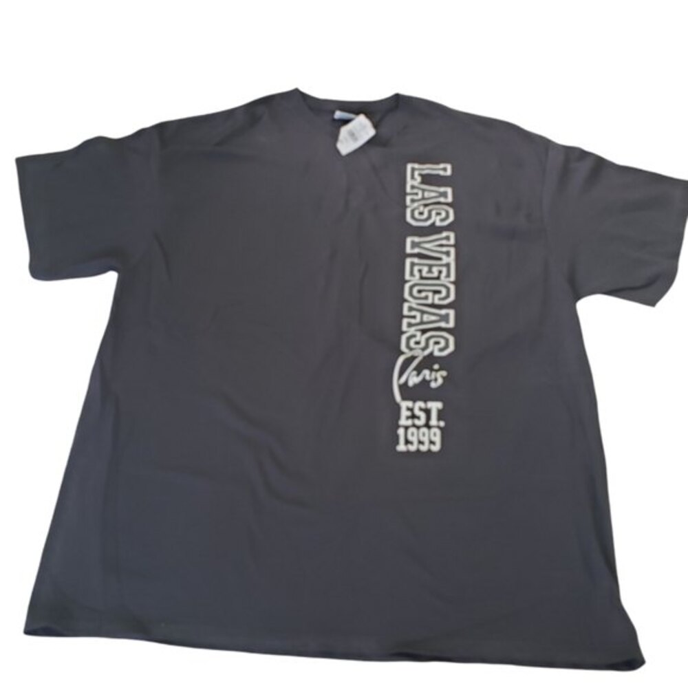 Las Vegas Paris Mens T-shirt Black Cotton Short-sleeve Crewneck Screenprint 2XL